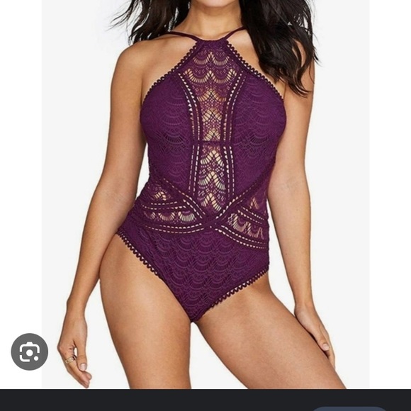 BECCA Other - Becca purple one piece lace swimming suit